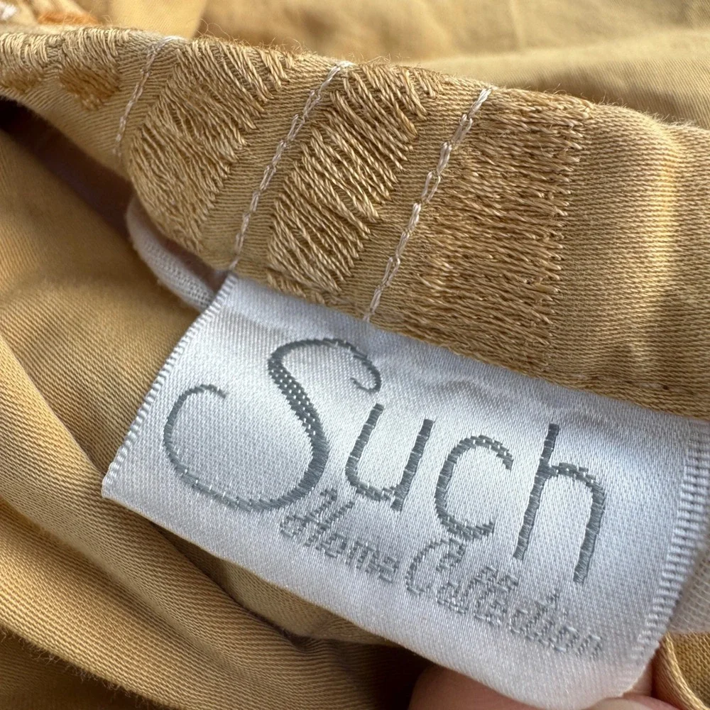 Vintage Duvet Cover Queen Ocre Beige Boho Yellow Floral Embroidered Vintage 2004